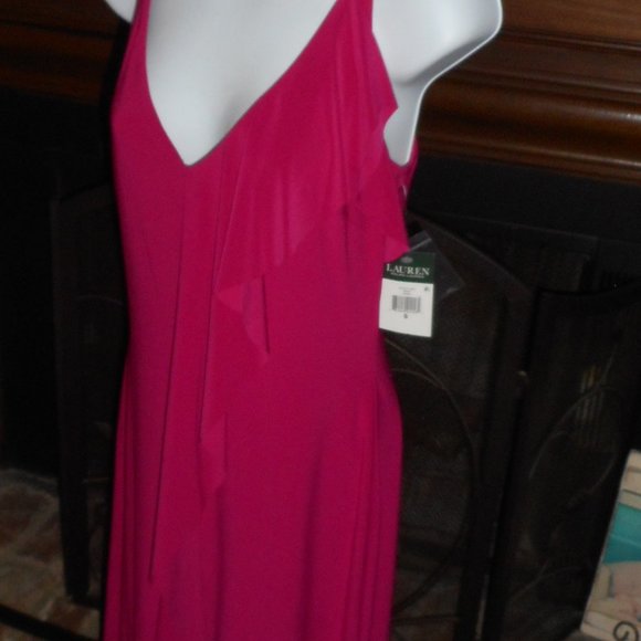 NWT Ralph Lauren Bright Berry Pink full length dress, size 6 - Picture 11 of 11